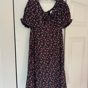 Old Navy Black Dress with Pink Floral Pattern